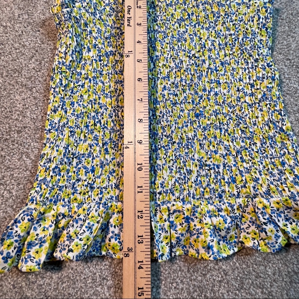 TOPSHOP Blue Yellow Smocked Tank Top Size 6 NWOT - Picture 5 of 6